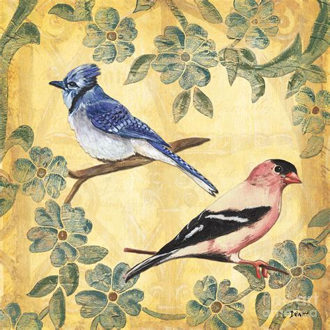 Exotic Bird Floral And Vine 1 Painting by Debbie DeWitt