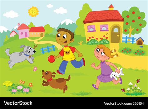 Illustration Stickman Kids Playing Tag Dog Stock Vector, 49% OFF