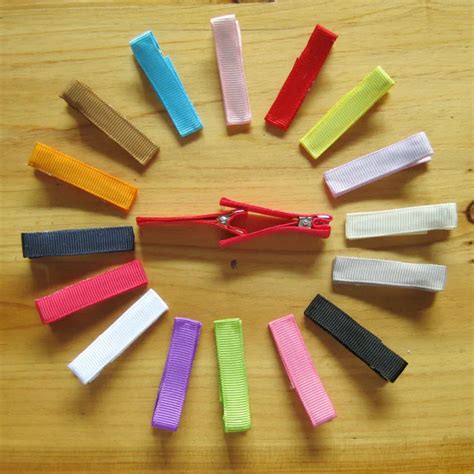 4.5CM 100pcs/lot NEW DIY Hair Accessory Clips Baby Girls Ribbon Hair Bows Clip Ribbon Lined ...