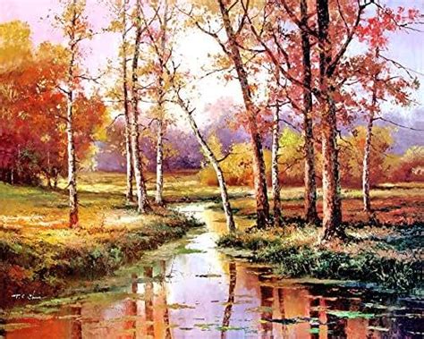 Amazon.com: Fall Scene Art Print of Watercolor Painting - Trees, Nature ...