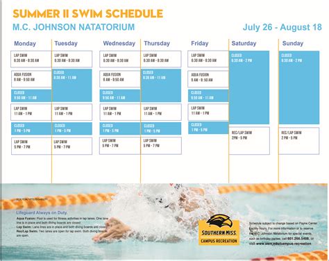 Jenison Pool Calendar - Printable Calendars AT A GLANCE