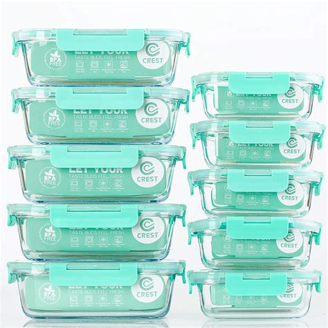 Buy [10-Pack] Glass Food Storage Containers with Lids, Airtight, BPA ...