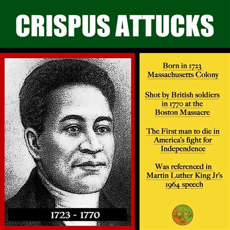 On the 5th of march 1770 Crowd led by Crispus Attucks confronted a group of British soldiers ...