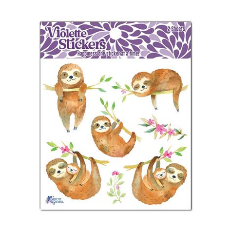 Sloth Stickers 2 Sheets - Etsy