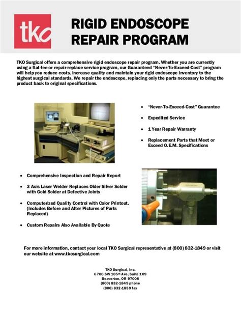 Rigid endoscope repair program