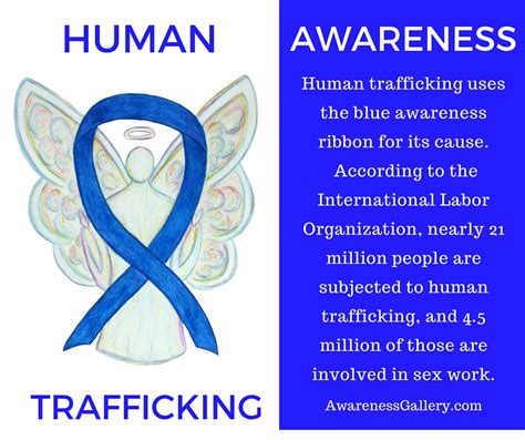 Human Trafficking Awareness Ribbon and Information - Awareness Gallery Art