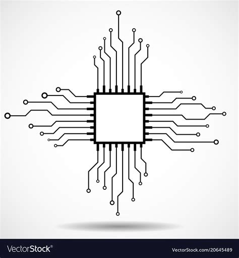 Cpu microprocessor microchip Royalty Free Vector Image