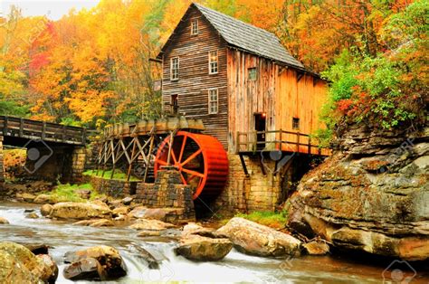 Old Grist Mill In Fall Stock Photo, Picture And Royalty Free Image ...