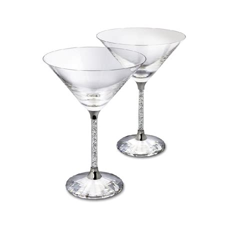 Pair of Swarovski Crystal Filled Stem Cocktail Glasses - Diamond Affair