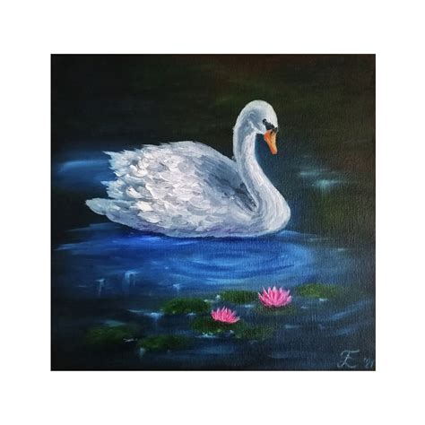 White Swan Painting Original Art Swan Lake Oil Painting Alaska | Etsy