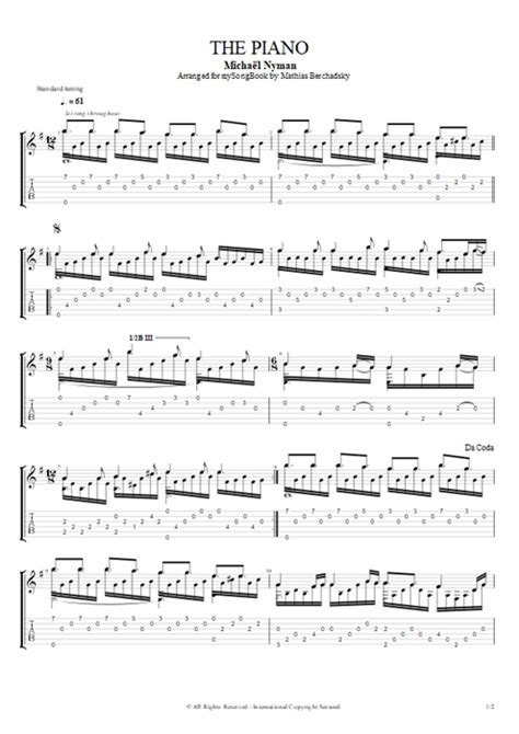 The Piano Tab by Michael Nyman (Guitar Pro) - Solo Guitar | mySongBook