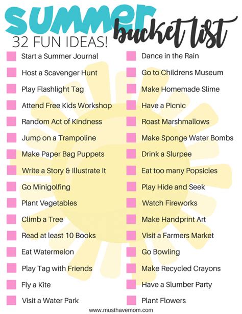 Summer Bucket List Ideas for Kids and Adults - Must Have Mom