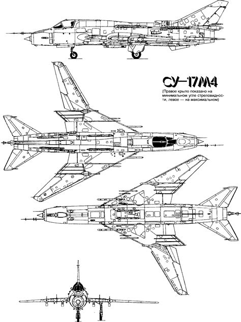 Sukhoi Su-17M4 Blueprint - Download free blueprint for 3D modeling Wwii Aircraft, Fighter ...