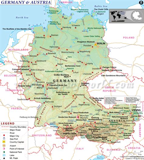 Map of Germany and Austria