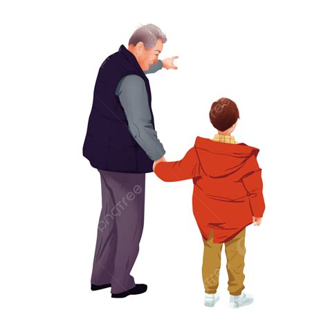 Grandpa And Grandson Hd Transparent, Aesthetically Hand Painted Grandpa ...