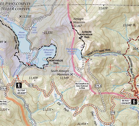 Pikes Peak and Colorado Springs Topographic Hiking Map - Outdoor Trail Maps