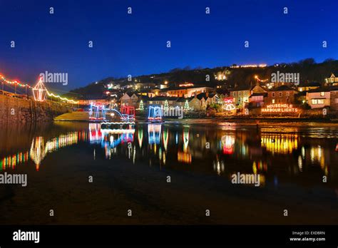 Mousehole Christmas Lights Cornwall; UK Stock Photo - Alamy