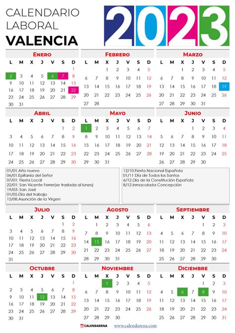 Calendario Laboral 2023 Valencia Con Festivos