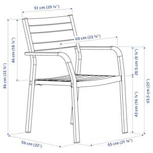 SJÄLLAND light grey, light brown, Chair with armrests, outdoor - IKEA