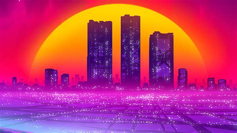 Buildings Fall Synthwave Wallpaper,HD Artist Wallpapers,4k Wallpapers ...