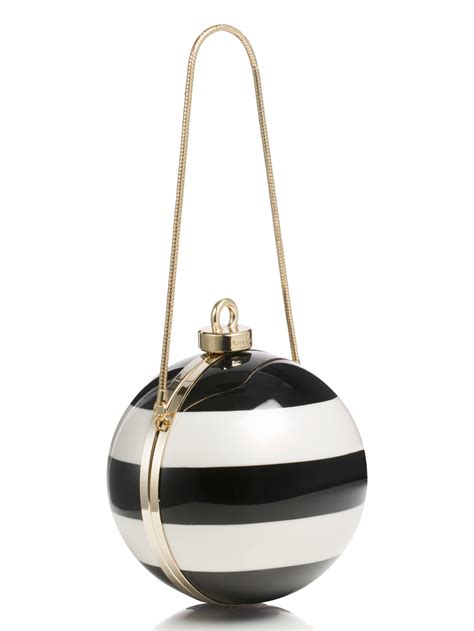 Kate spade new york Stripe Ornament Clutch in Black | Lyst