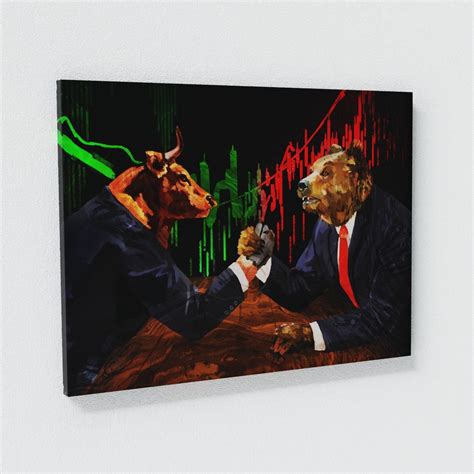 Bull Vs Bear Fighting Canvas Wall Art Decor - Etsy