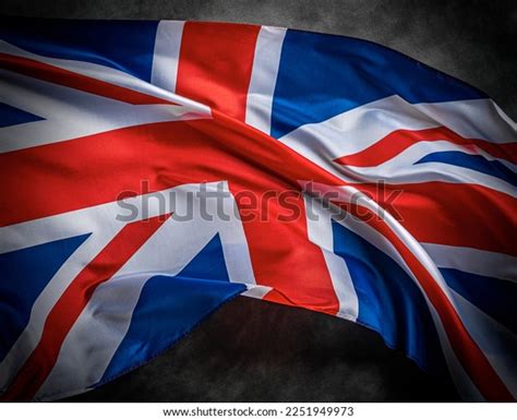 Uk Flag Waving Wind Against Dark Stock Photo 2251949973 | Shutterstock