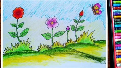 Easy and simple flower garden drawing | Flower garden drawing, Flower ...