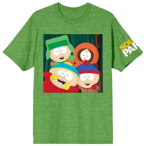 Southpark Group Overlay Art Women's Green Heather Short Sleeve Tee : Target