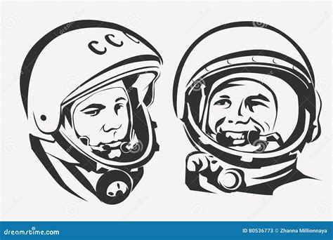 Astronaut Yuri Gagarin Stylized Vector Symbol. Editorial Stock Photo ...