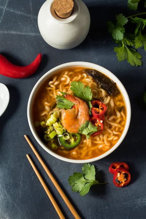 Instant Spicy Seafood Ramen Stock Photo - Image of chopsticks, lunch ...