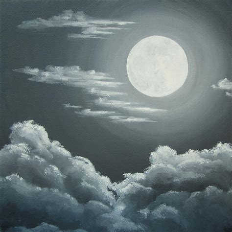 Clouds Under A Full Moon Painting by Anna Bronwyn Foley