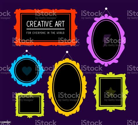 Vector Illustration Of Colorful Set Of Rectangular And Oval Frame Stock ...