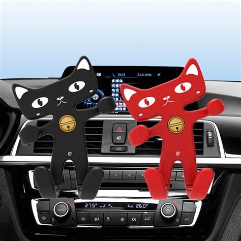 Car Phone Holder Cartoon Lucky Cat Silicone Car Mobile Phone Bracket Car Outlet Holder Car Cell ...