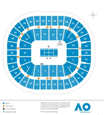 Margaret Court Arena Seating Map - State Coastal Towns Map