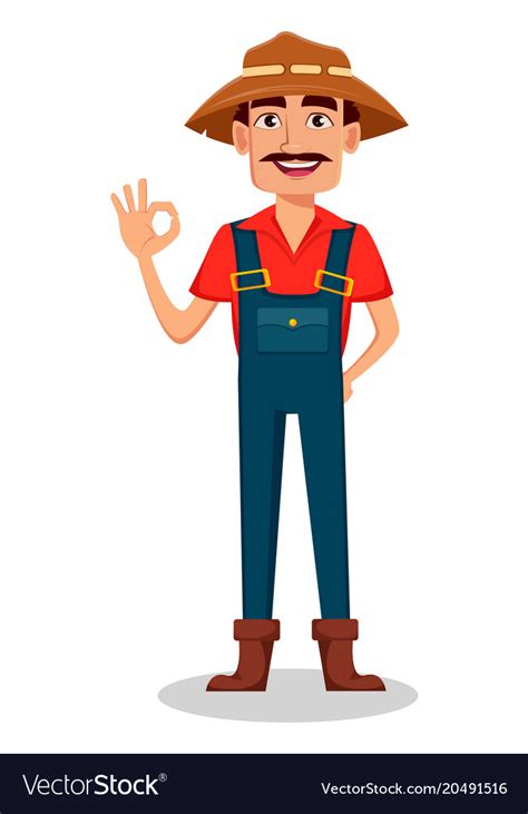 Farmer cartoon character Royalty Free Vector Image