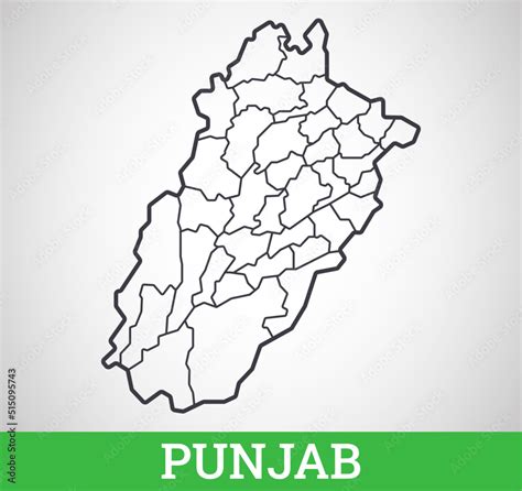 Simple outline map of Punjab district, Pakistan. Vector graphic illustration. Stock Vector ...