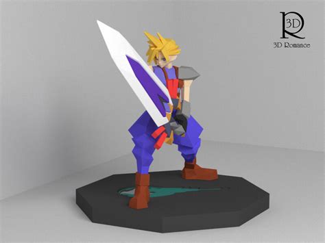 ArtStation - Cloud Strife Polygon Classic Battle Model for 3D Print ...