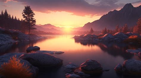 Calm river view with sunset by CurzerBlade on DeviantArt