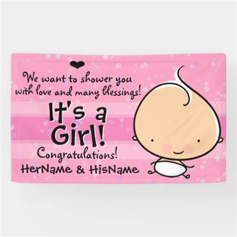 New Baby Girl.Shower Party.Congratulations Banner | Zazzle