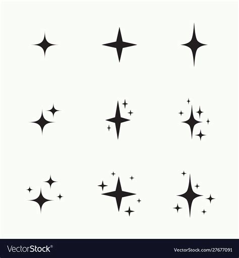 Set stars sparkle Royalty Free Vector Image - VectorStock