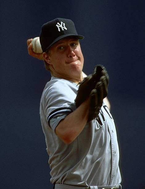 Jim Abbott of the New York Yankees pitching during spring training in ...