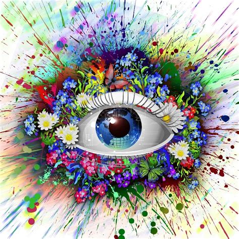 Aliexpress.com : Buy magic colors eyes flowers psychedelic artwork SH37 living room home wall ...