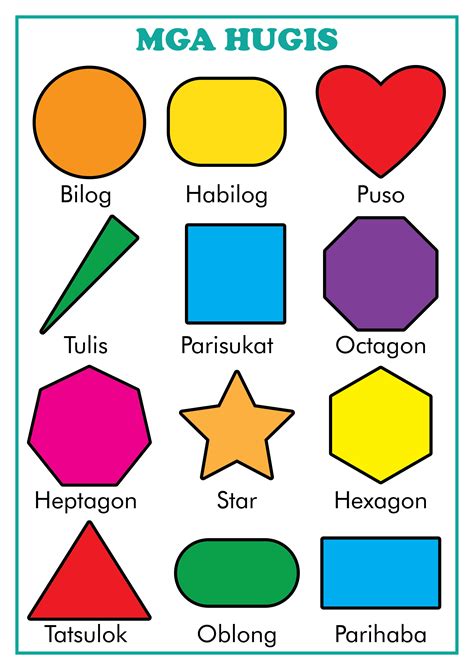 Mga Hugis Educational Chart For Kids A4 Size Shopee Philippines | Images and Photos finder