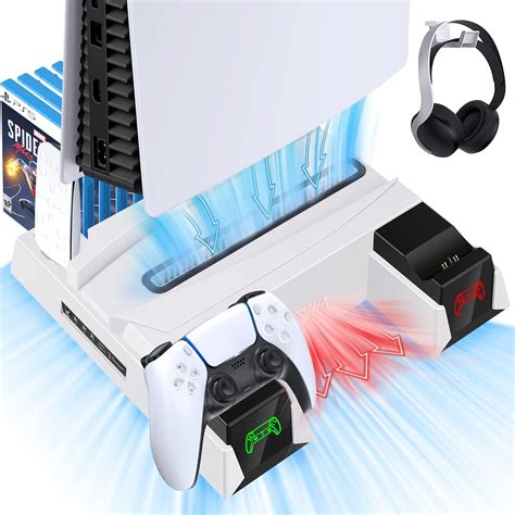 Amazon.com: PS5 Stand and Cooling Station with Dual Controller Charging ...