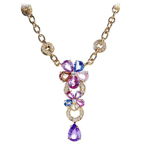 Bvlgari Multicolor Sapphire Flower Necklace at 1stDibs | bvlgari flower ...