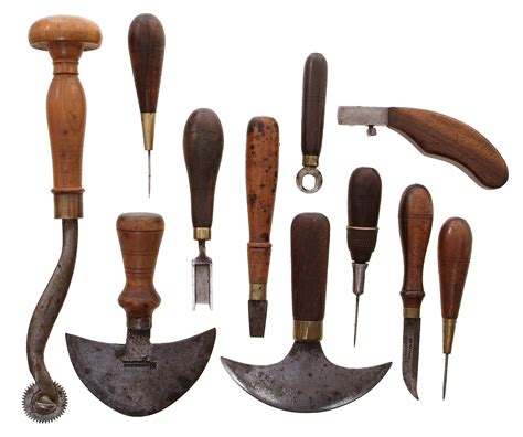 LEATHER TOOLS including a pricking wheel by Bursch, Newark, New Jersey ...