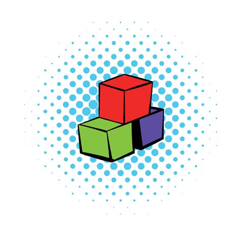 Three colored cubes icon, comics style 14154088 Vector Art at Vecteezy