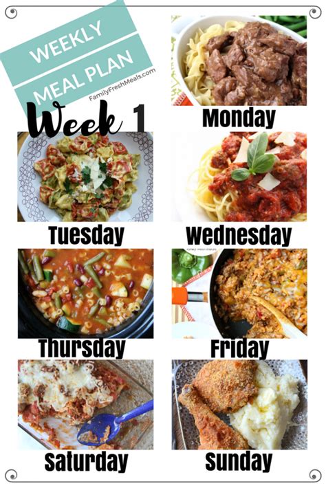 Easy Weekly Meal Plan Week 1 - Family Fresh Meals