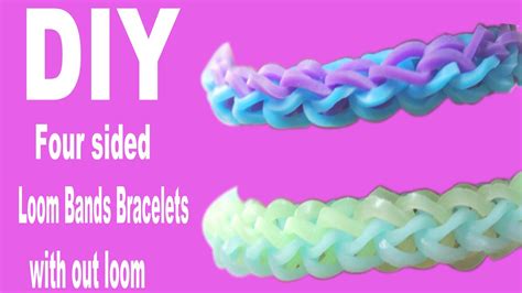 DIY How To Make Four Sided Rubber band (Loom Band) Bracelet Without ...